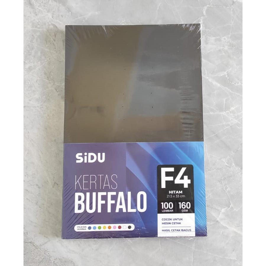 

Kertas Karton Buffalo Ukuran F4 / Folio SIDU Hitam 160gr (1 PACK ISI 100 LEMBAR)
