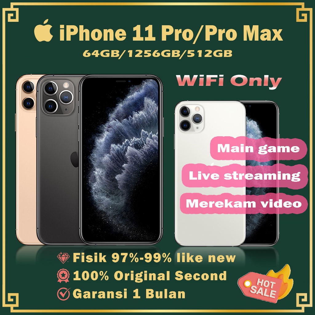 iPhone 11 Pro/iPhone 11 Pro Max 64GB 256GB 512GB Second Original 100% Mulus Fulset wifi only Murah