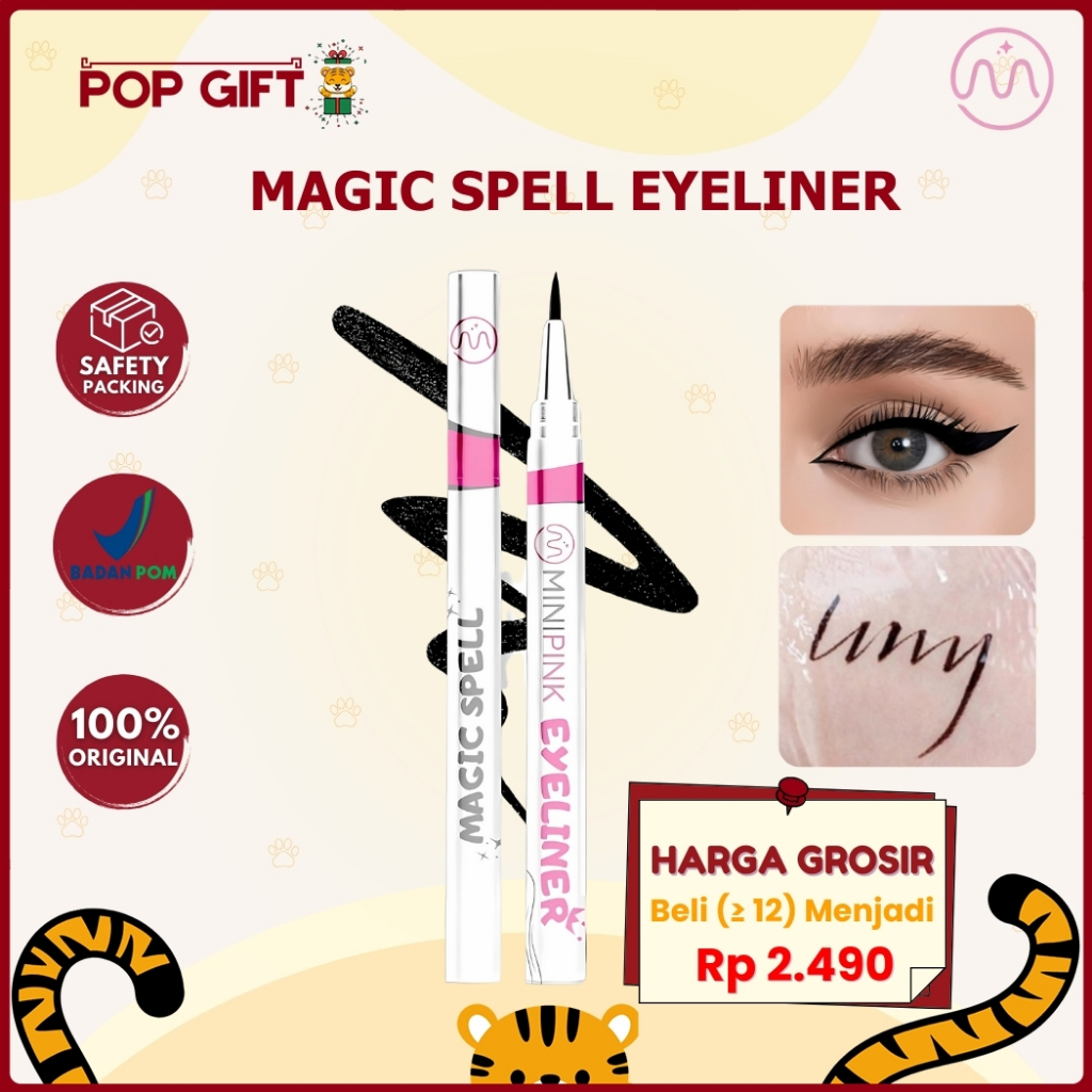 PG BPOM MINIPINK Liquid Eyeliner Hitam Magic Spell Long Lasting Waterproof Eyeliner Tahan Lama MP035