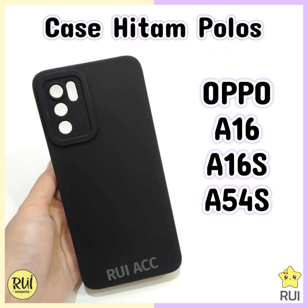 Case Hitam Oppo A16 A16s A54s Black Matte Softcase Polos Lentur Silikon HP Rui Acc