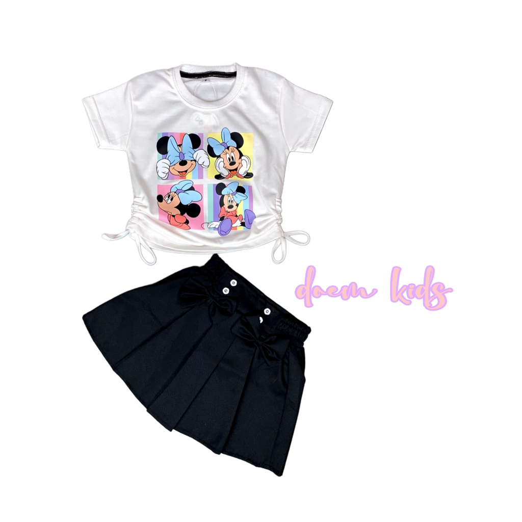 Setelan Rok Minnie  Mouse Anak Perempuan 1-10Tahun/Setrok Korea Style/ Baju Anak Perempuan/Setelan R