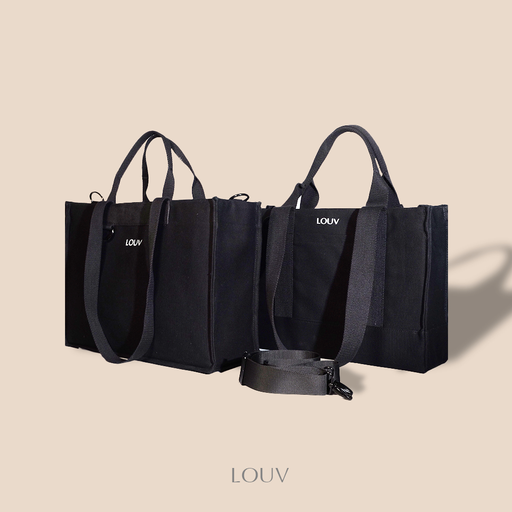 Louv Totebag Tas Laptop Selempang Kanvas Premium Multifungsi Tote Bag