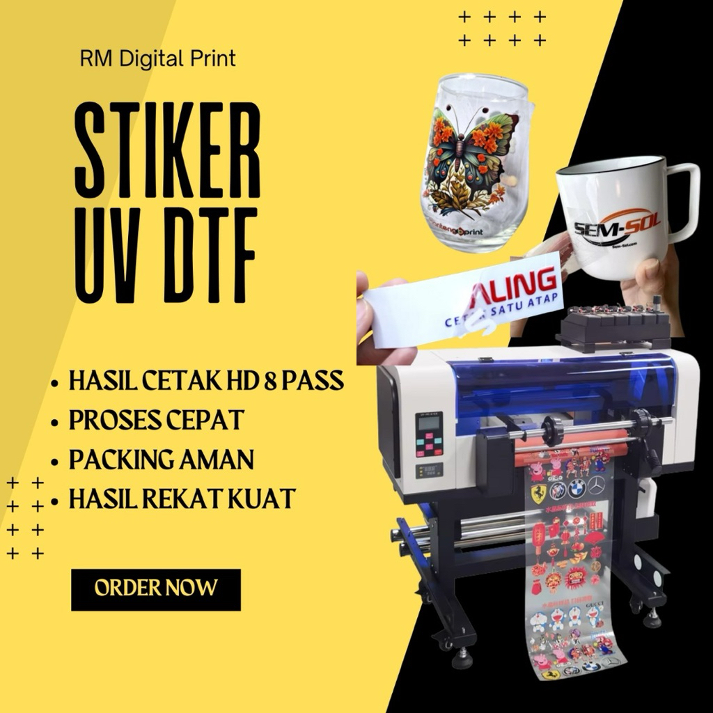 

Cetak Stiker UV DTF meteran / hard glossy decal sticker