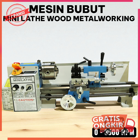 NEW Mesin Bubut Mini Lathe Wood Working DIY 550W - HL-0618PTCC