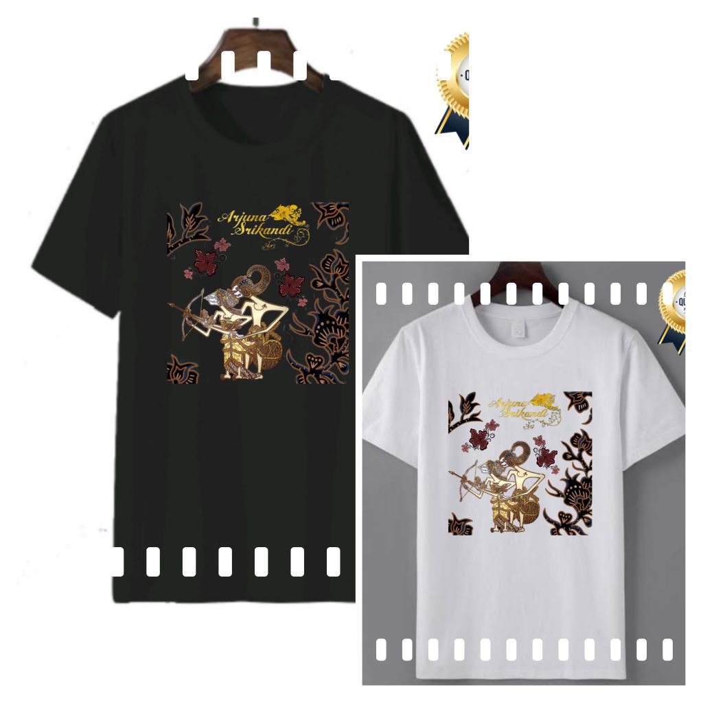 KAOS BATIK WAYANG KULIT ARJUNA SRIKANDI KHAS JAWA TENGAH (DEWASA-ANAK)