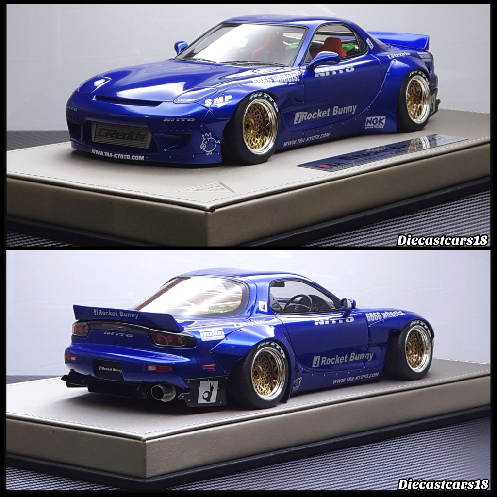 1/18 Makeup Model Mazda RX-7 Rocket Bunny Blue Metallic