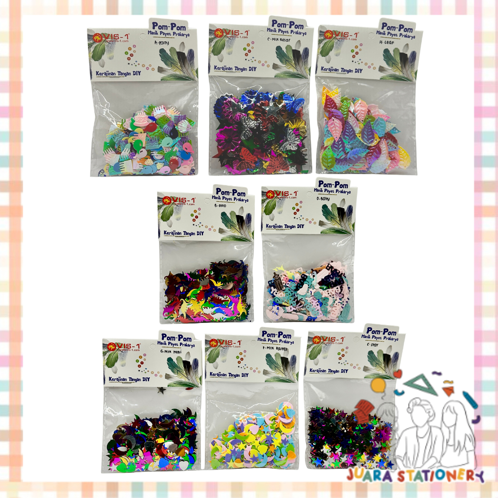 

(975) Manik Manik Prakarya Anak VIS-1 / Mote Payet Kerajinan Sekolah Payet Motif