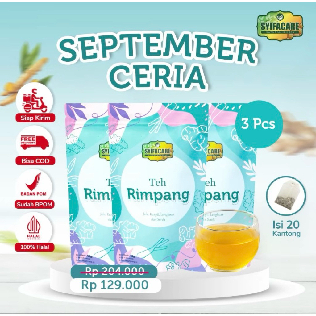 

[Paket 3 Pcs] Teh Rimpang Minuman Rempah Jahe Kunyit Lengkuas Sereh - BPOM & HALAL MUI