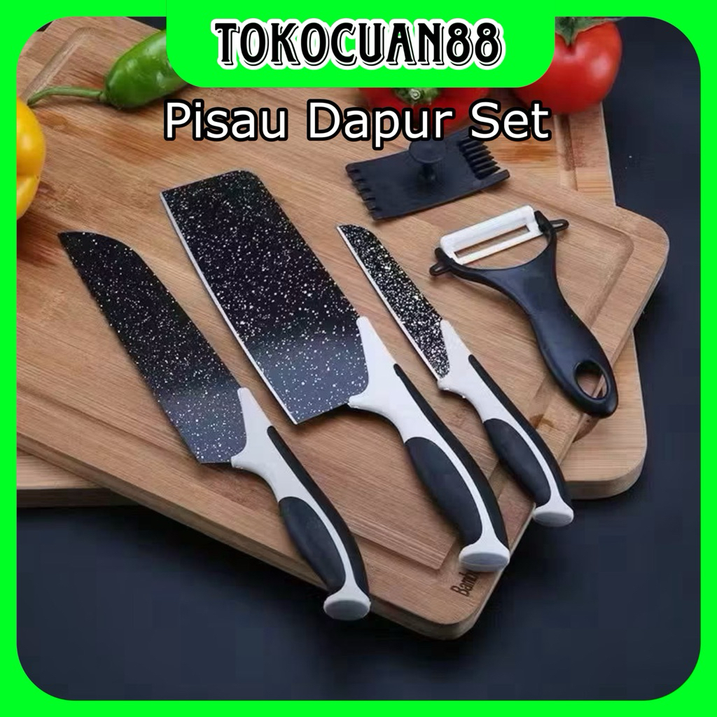 Tokocuan88 - Pisau Daging Roti Sayur Set Isi 5 pcs loyal Bosque Knife Cincang Pengupas