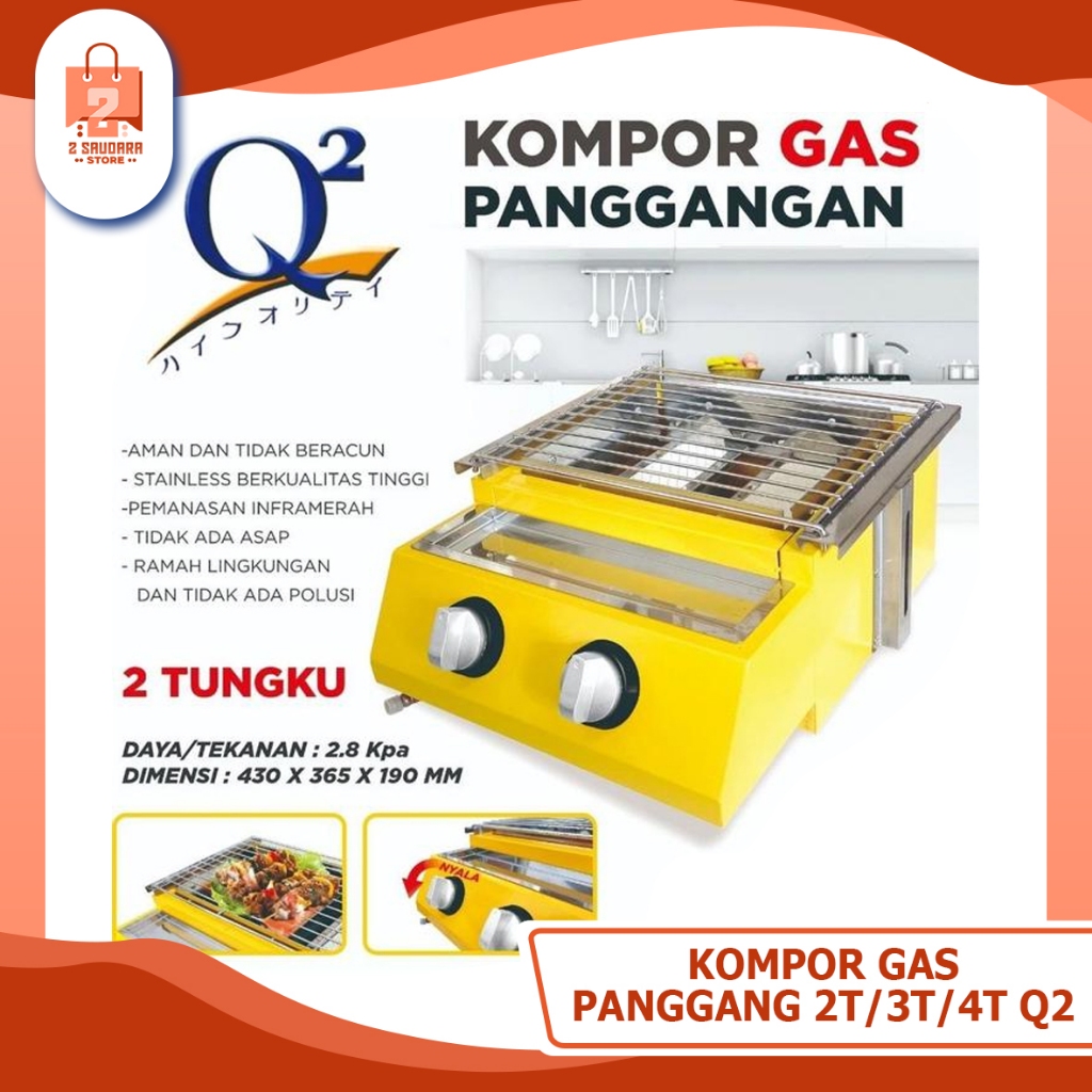Kompor Panggangan Sosis Q2 2 Tungku / 3Tungku / 4 Tungku Grill Inframerah Gas
