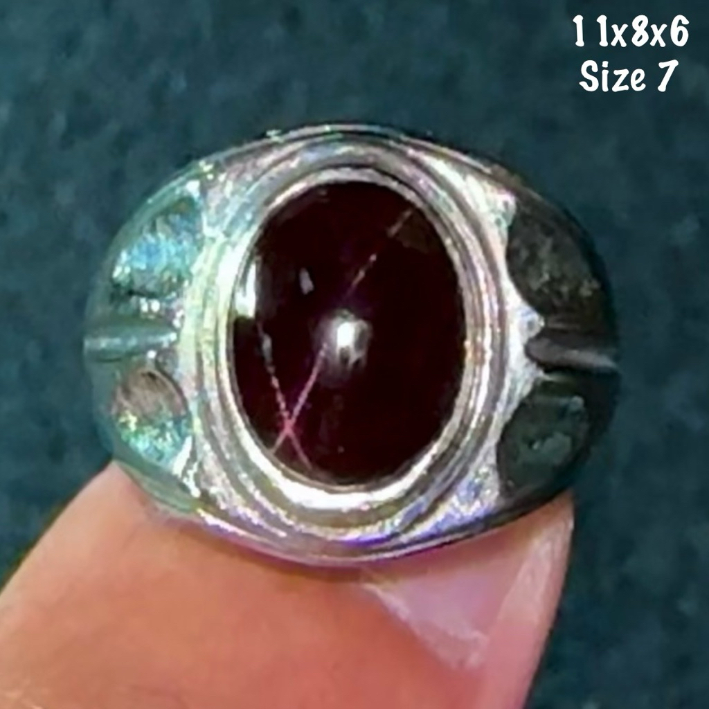 Cincin Batu Akik Natural Garnet Star (asli alam)