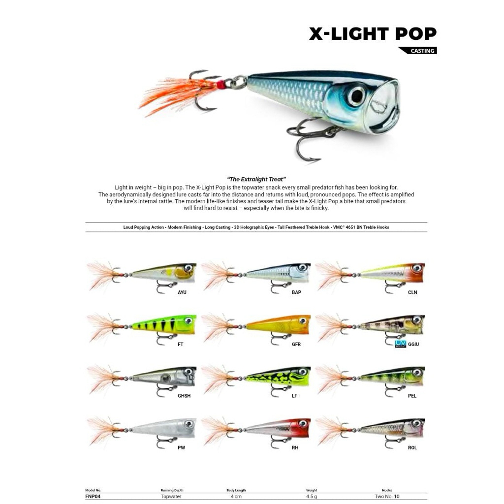 Lure Popper Rapala X-Light Series Pop 4 FNP04