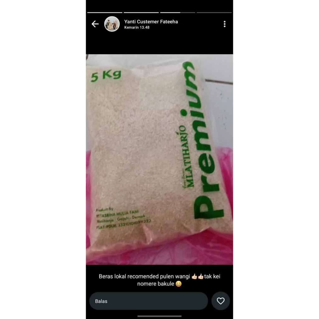 

Beras Premium Mlatiharjo Tanpa Pestisida 5kg