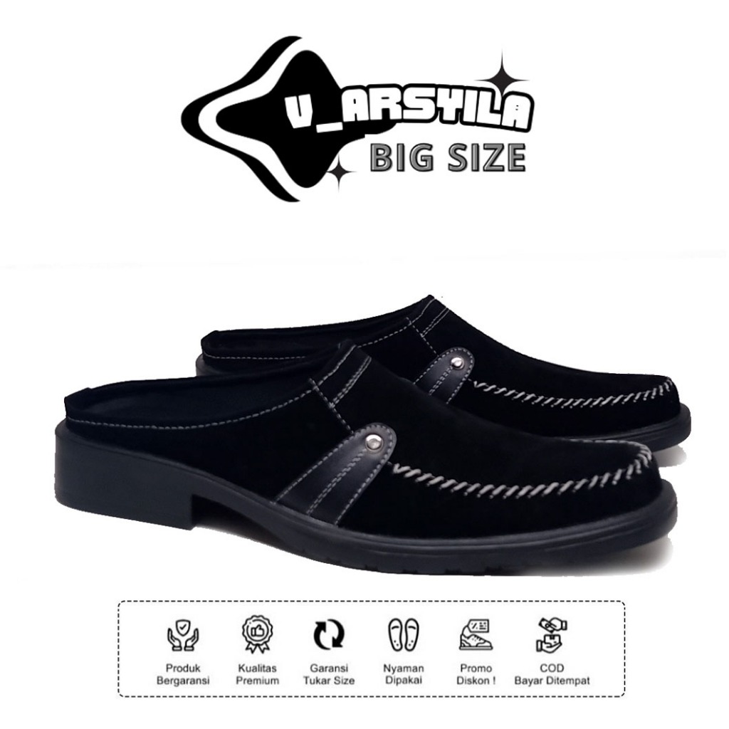 ORIGINAL BUSTONG - Sepatu Sandal Selop Pria Size Jumbo Big Size 39-47 / Sepatu Slip On Casual Pria U