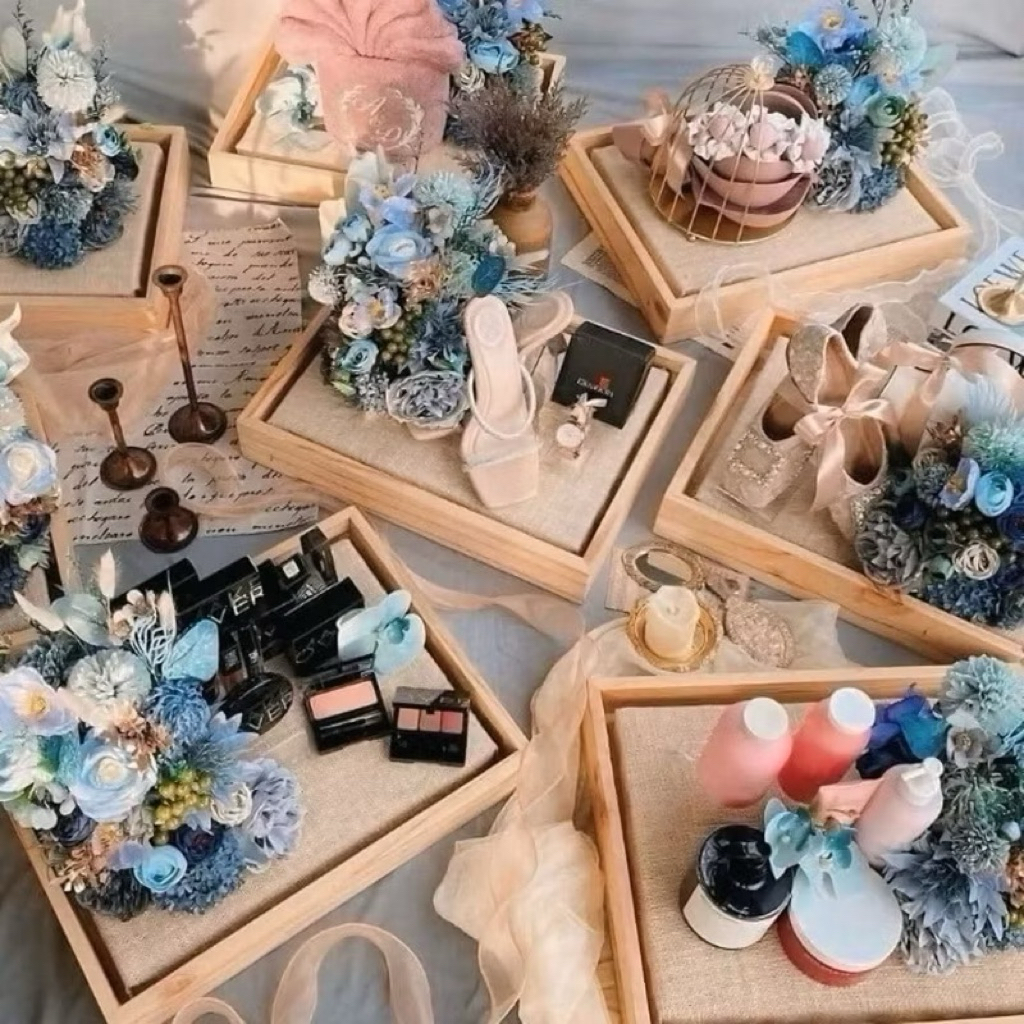 

[RUSTIC BOX] BISA INSTAN 4 PCS Kotak Hantaran Kayu Rustic Pernikahan Lamaran 1 Set Mahar Mika Kotak Bingkisan Tempat Bawaan