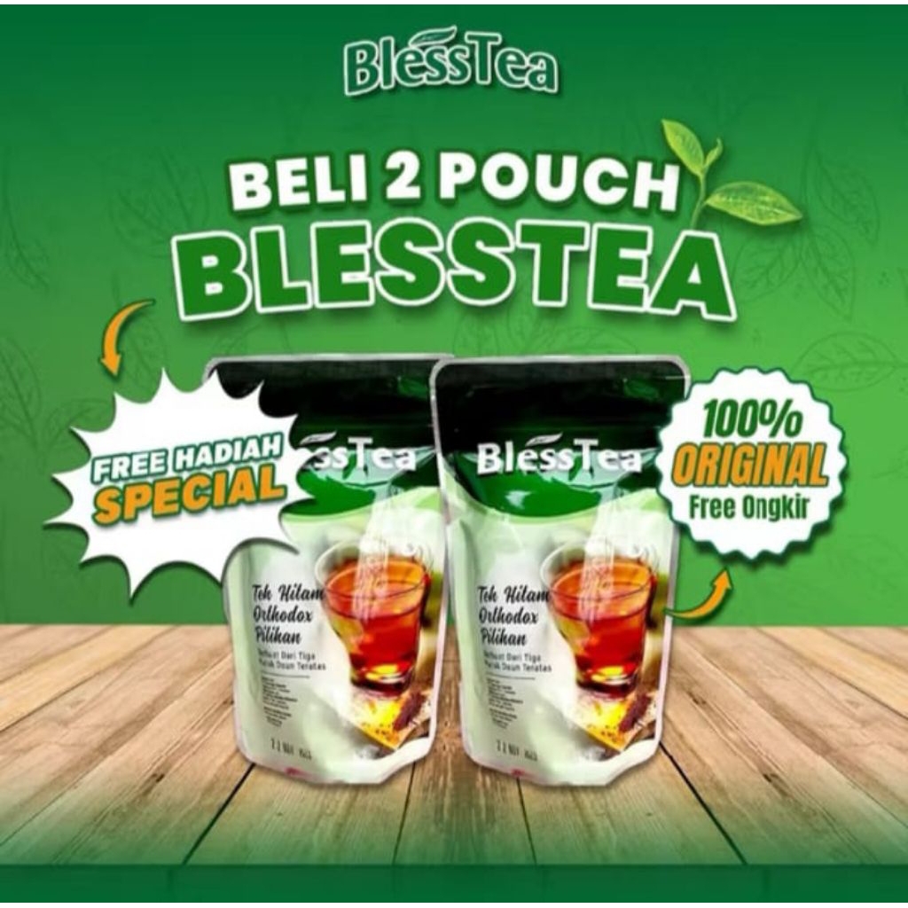 

PAKET 2 POUNCH Teh Herbal BlessTea Refill Isi 70 Gram Original 100% Teh Hitam