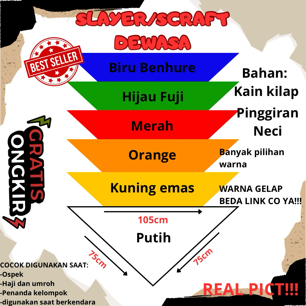 Slayer polos//Slayer dewasa//Slayer ospek//Slayer Warna Cerah//Slayer//Scraft//Syal