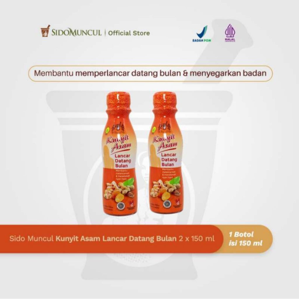 

Minuman Herbal Kunyit Asam Lancar Datang Bulan Sidomuncul 2x150 ml (Isi 2 Botol)