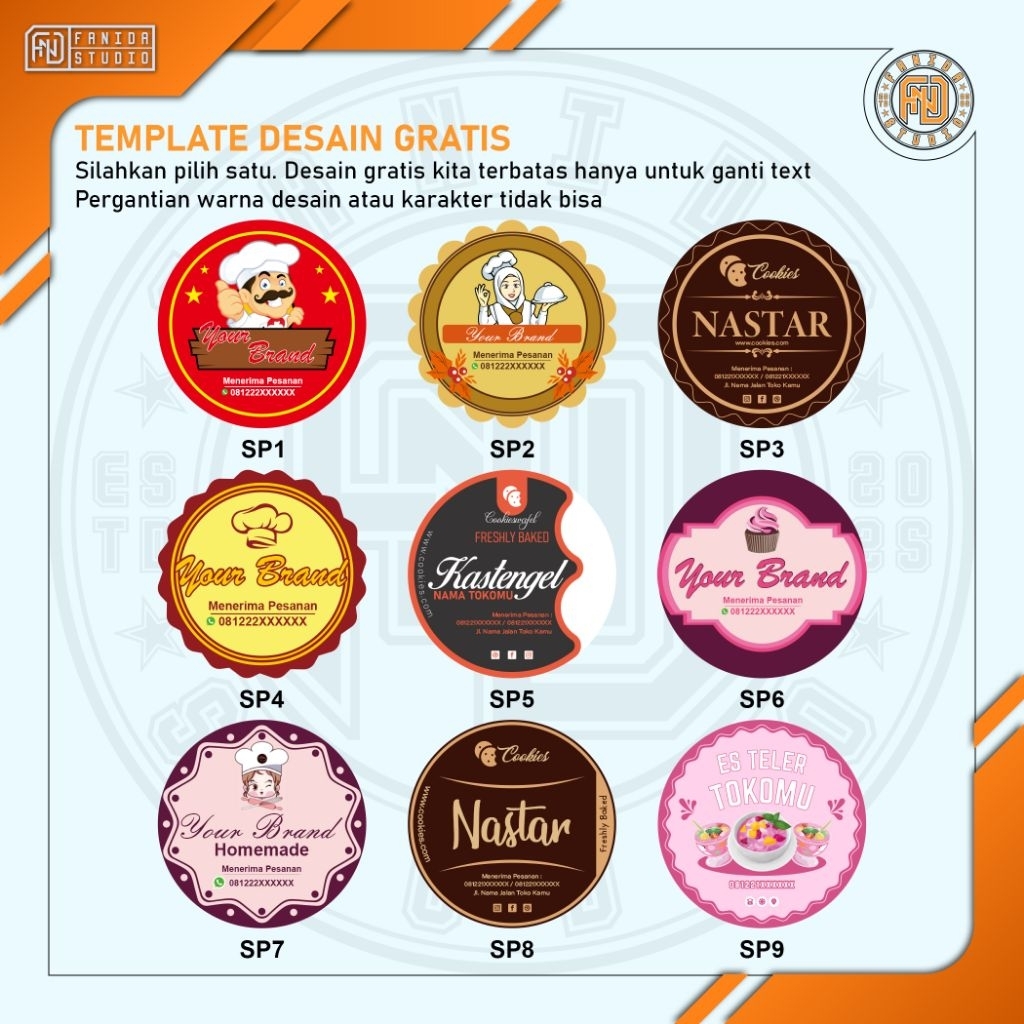 

Sticker Lingkaran 4x4 cm Label Kemasan Produk Makanan Kue Bakery Olshop Custom Print