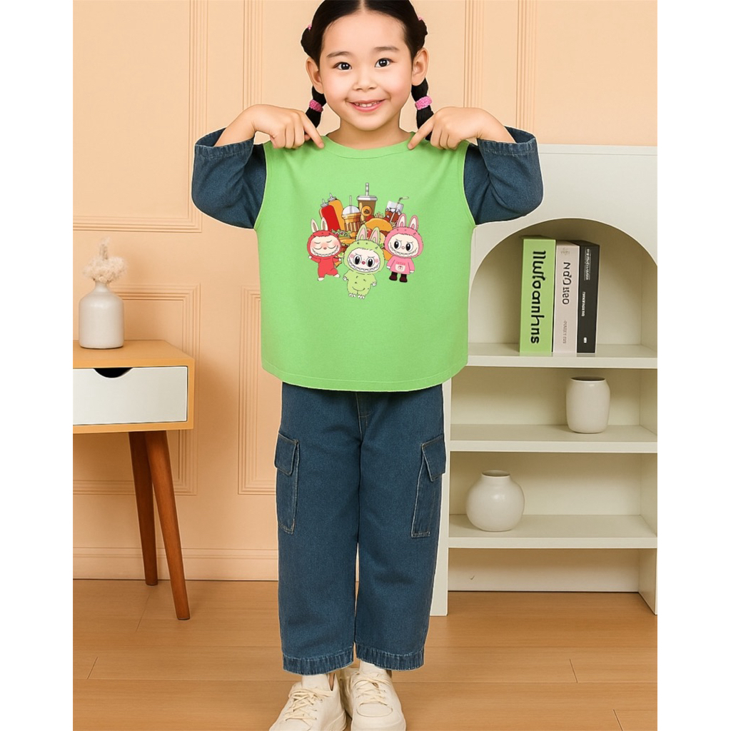 Setelan Anak Perempuan Levis Cargo Baju Kaos motif Baju Anak Kekinian 2025 Setelan Anak Perempuan Lu
