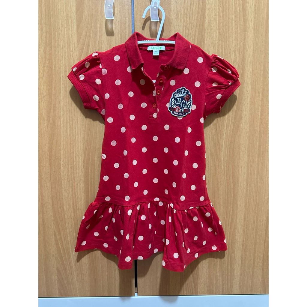 dress polkadot merah anak 4th bossini