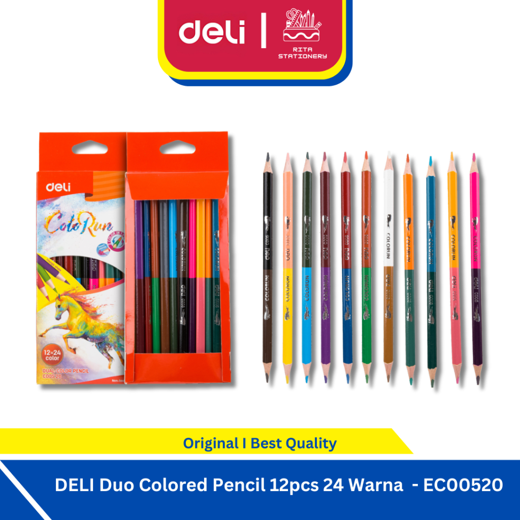 

DELI Duo Colored Pencil 12pcs 24 warna dua sisi EC00520 - Pensil warna anak-anak ekonomis