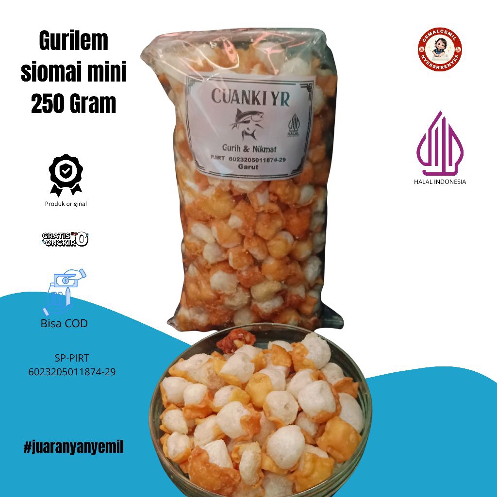 

Gurilem siomai mini isi 250 gram cemilan atau toping boci dan seblak