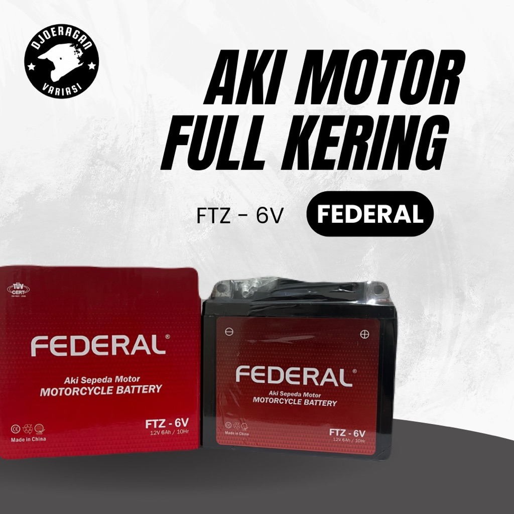 Aki Accu Motor Federal FTZ-6V Full Kering Original