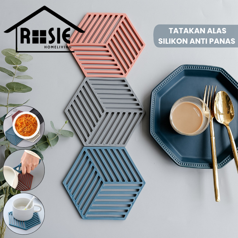 ROSIE Tatakan Alas Gelas Piring Panci Silikon Anti Panas Meja Makan / Alas Tatakan Mangkok Karet Uni