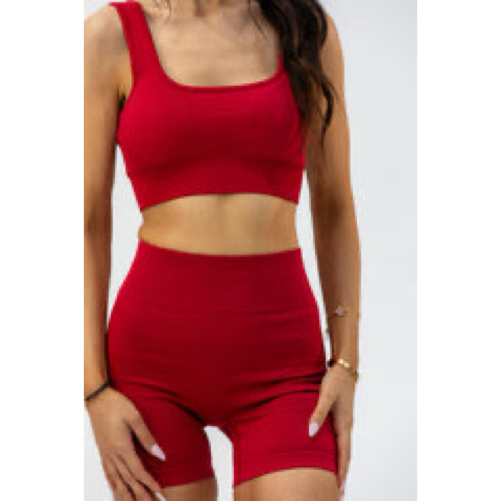 Preloved Red Sports Bra Baju Yoga Crop Top