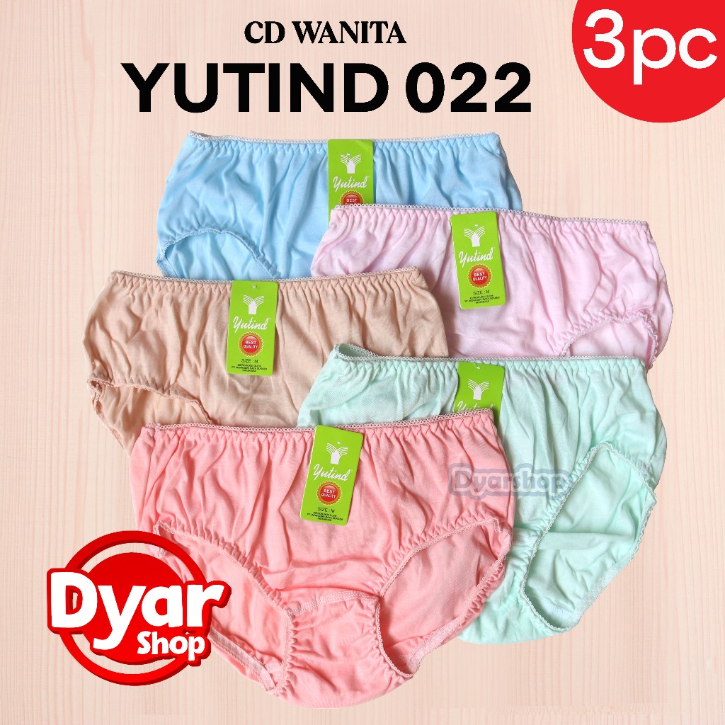 [ 3 pcs ] CD Yutind 022 Renda Celana Dalam Wanita Basic Midi Karet Zig Zag SA-022 - Dyarshop
