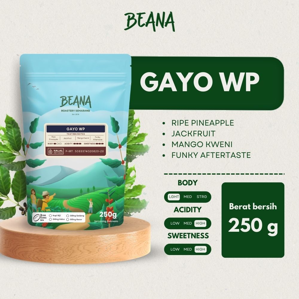 

Beana Roastery - Gayo WP Arabica Coffee Roasted Beans | Biji Kopi Bubuk 250gr