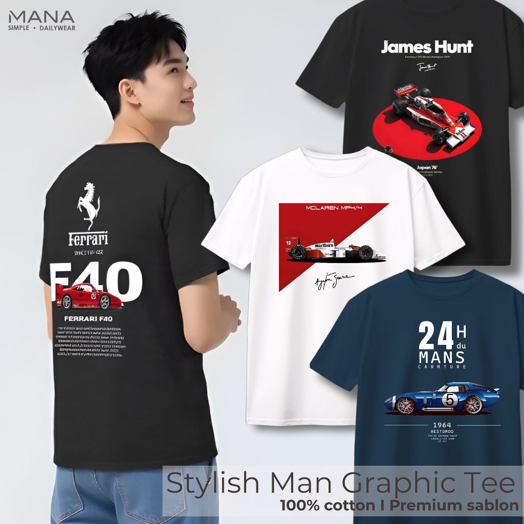baju kaos pria cowok car mobil vintage racing balap- t shirt pria balap mobil - kaos baju oversize