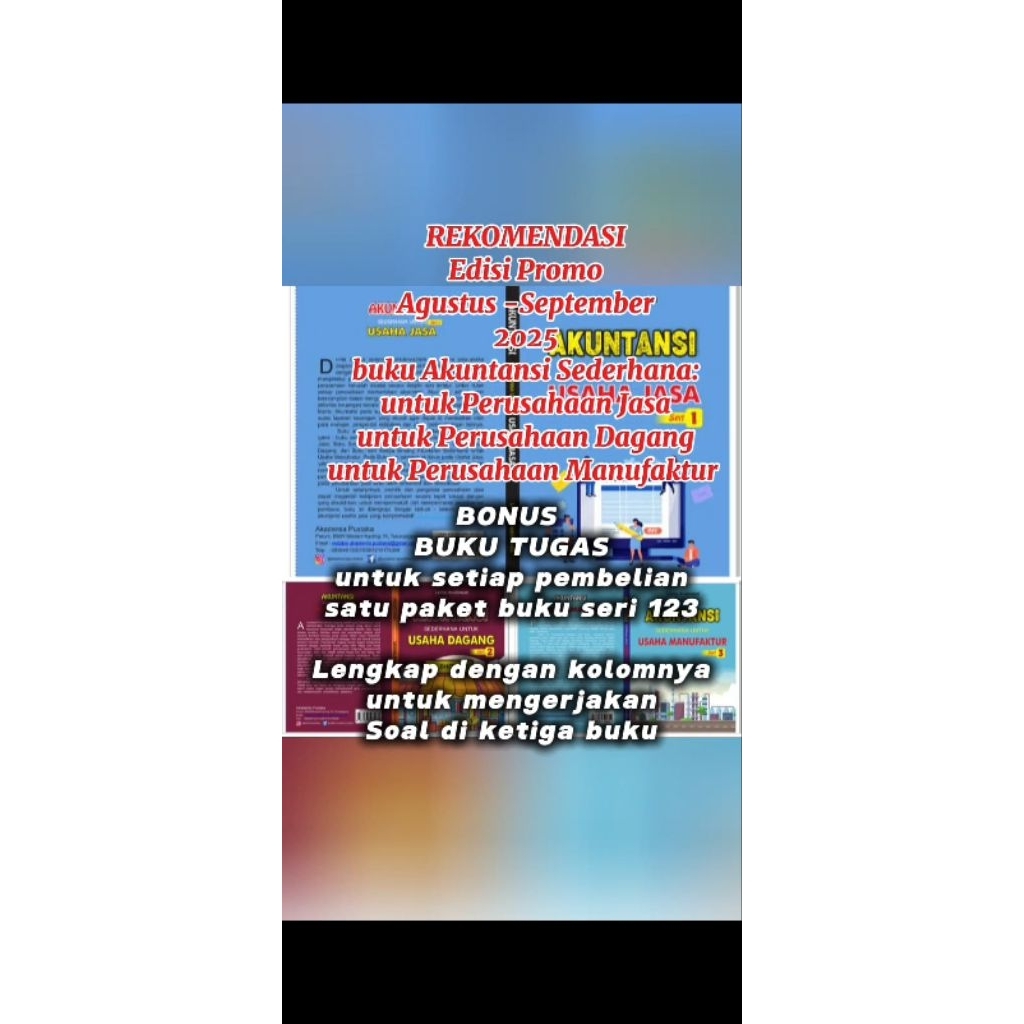 Buku Akuntansi sederhana seri 123 + bonus buku tugas