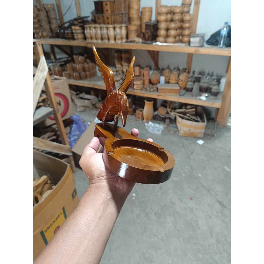 asbak kayu jati bentuk burung