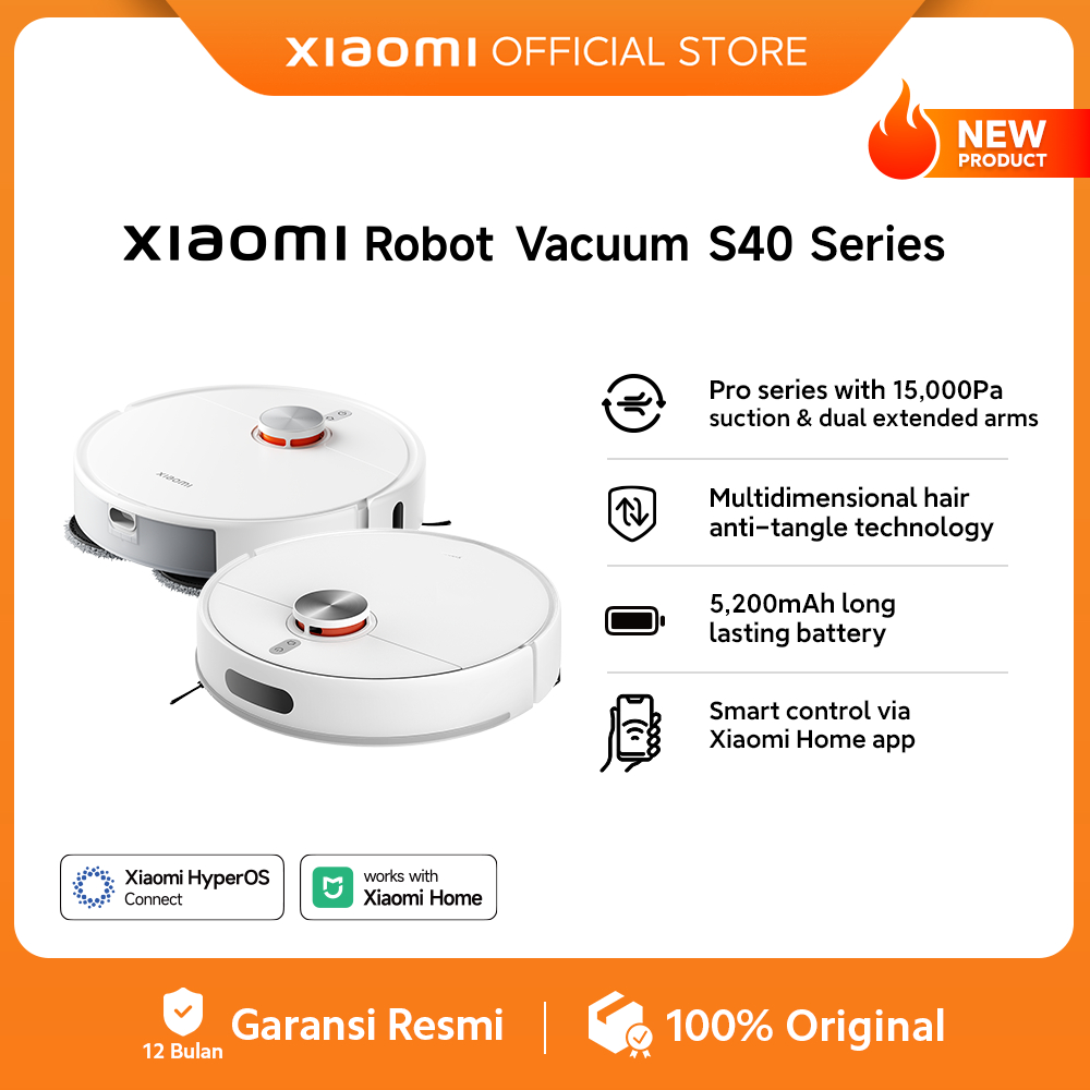 Xiaomi Robot Vacuum S40 Series | Pro series with 15,000Pa suction & dual extended arms | Multidimens