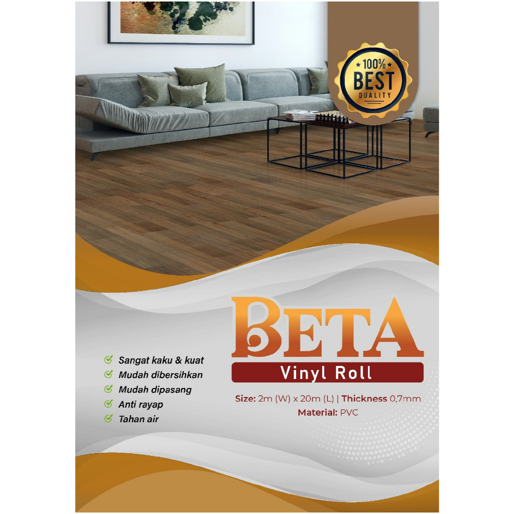 Vinyl Roll BETA Motif Kayu Tebal 0,7mm / Karpet Lantai Vinyl Motif Marmer / Karpet Roll Meteran Term