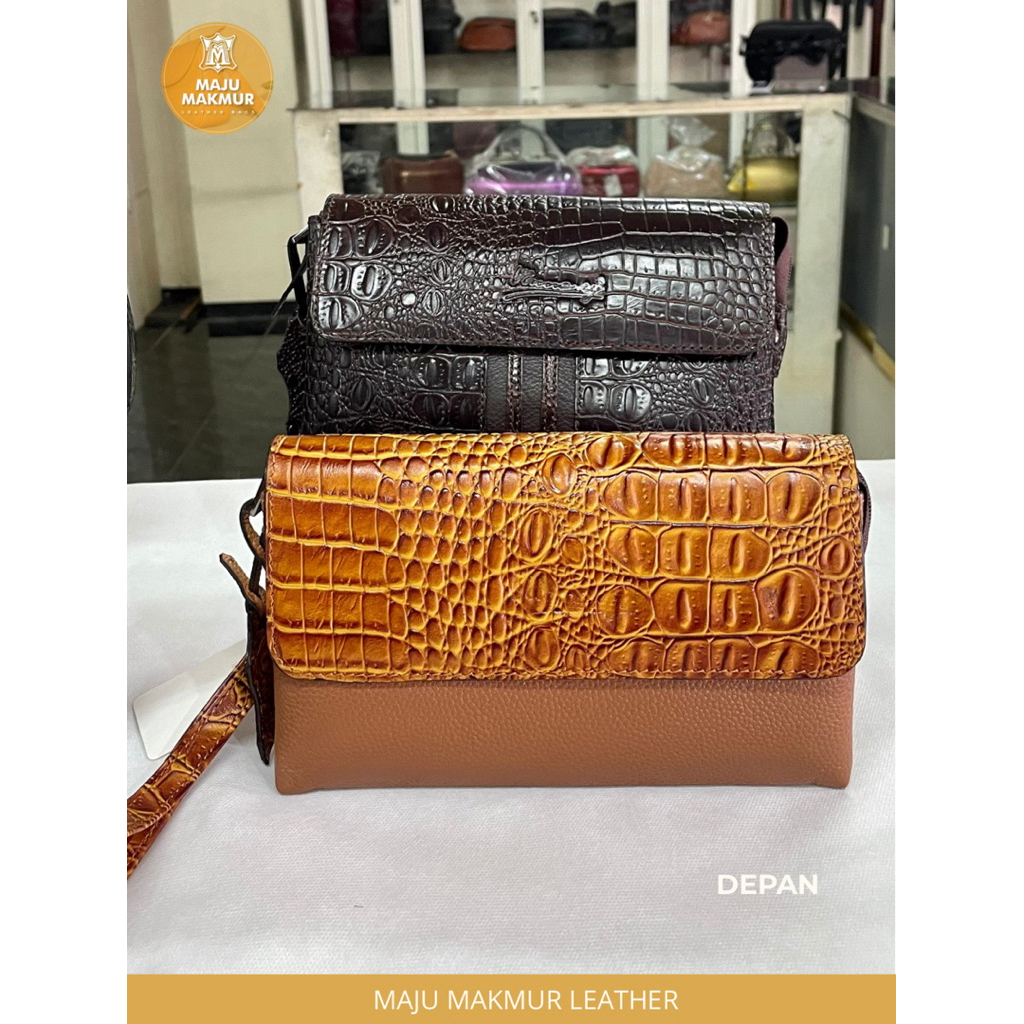 HAND BAG 01 | UNISEX 100% Kulit Sapi Motif Buaya Asli  -MajuMakmur Leather