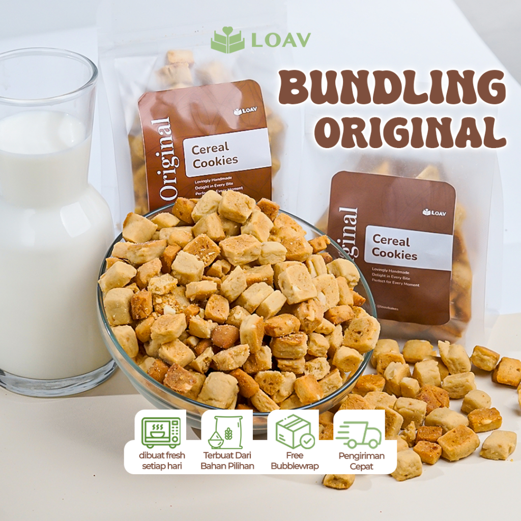 

[BUNDLING] ISI 2 Original Cereal Cookies Premium by LOAVBAKES - Cereal Cookies Cemilan Manis Cookies Chewy Cookies Bites Rasa Original