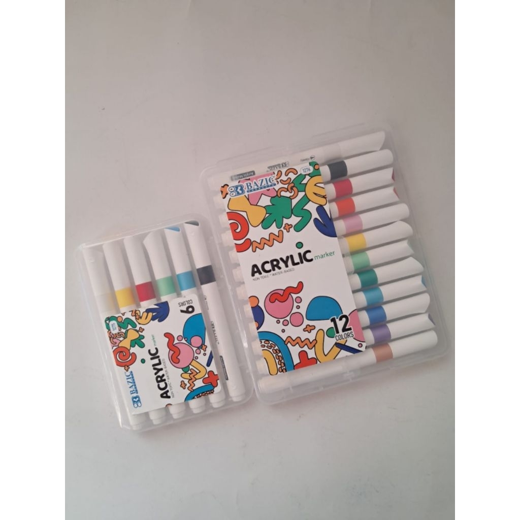 

Bazic acrylic marker 6 dan 12 warna / spidol acrylic