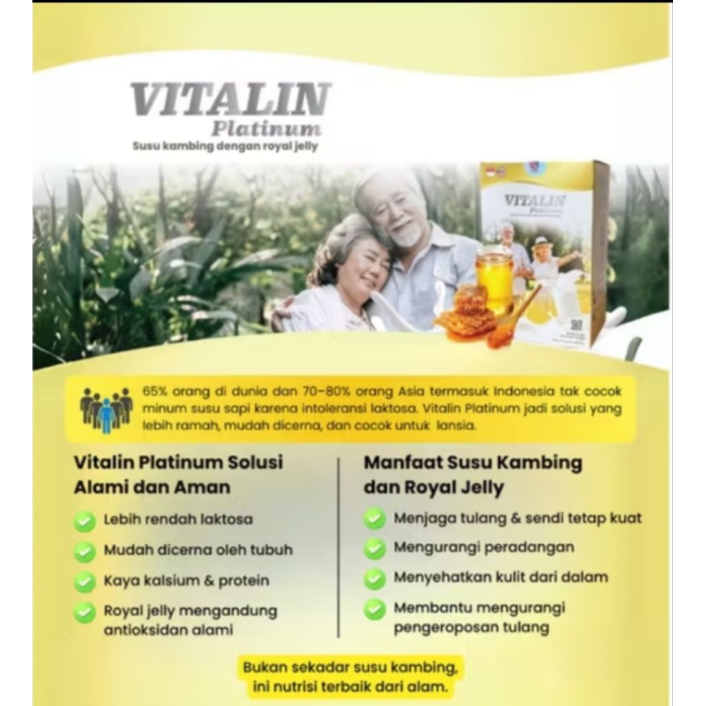

VITALIN Susu Kambing Sachet Original | Susu Kambing Murni | Susu Tulang Sendi | Merawat Tulang dan Sendi