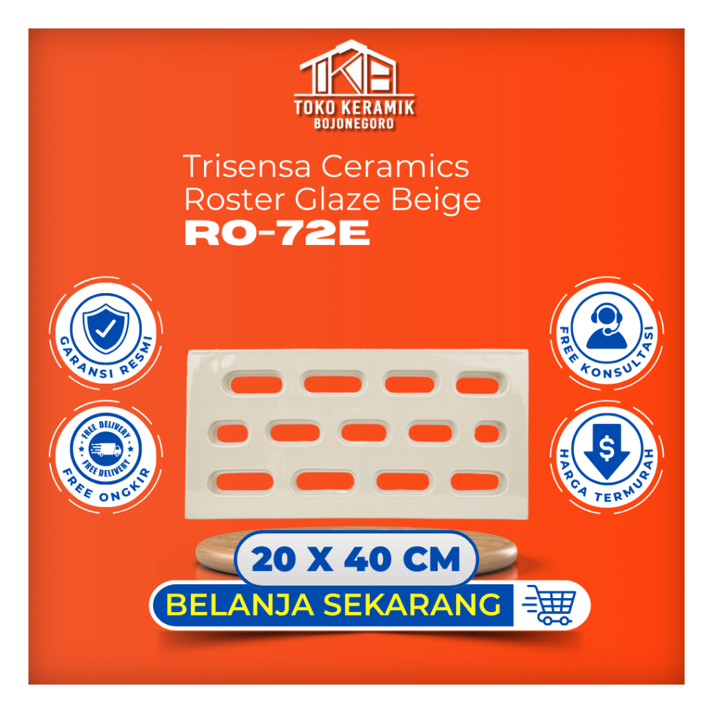 Ventilasi Udara Roster Keramik 20x40cm Trisensa RO 72E Minimalis Beige