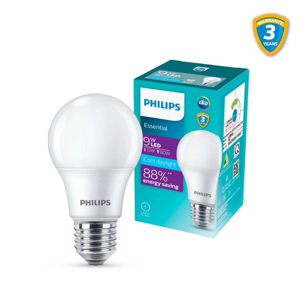 Philips LED Bulb Essential Bohlam 9W 65K Putih