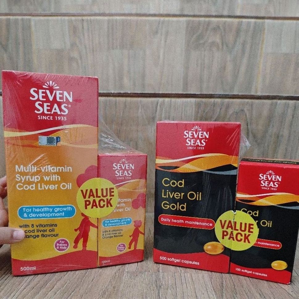 Seven seas multivitamin sirup with cod liver oil 500+100ml exp 2027 , seven seas gold ( ready stok) 