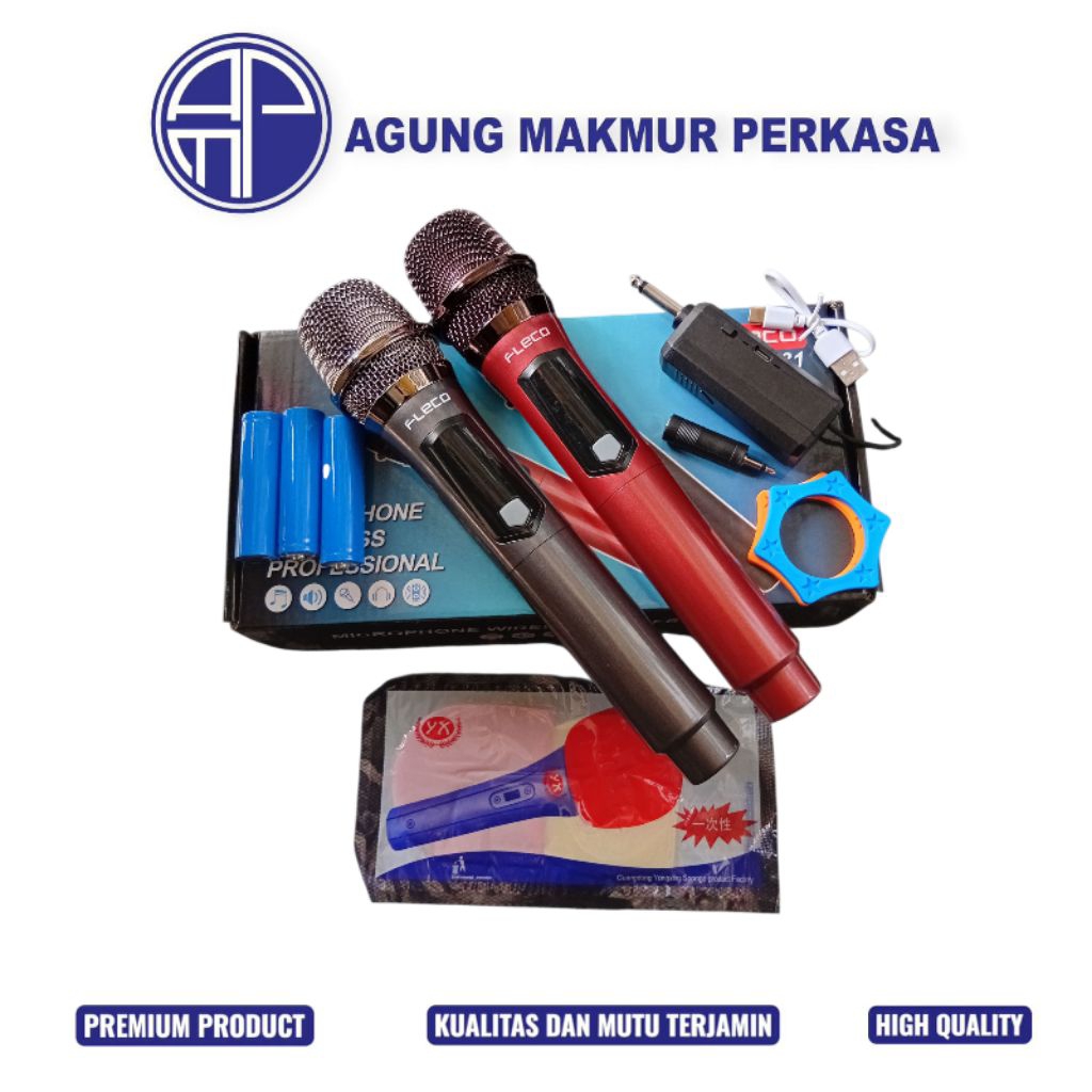 MICROPHONE PROFESIONAL WIRELESS MIC DOUBLE FLECO M-31 KARAOKE M 31.