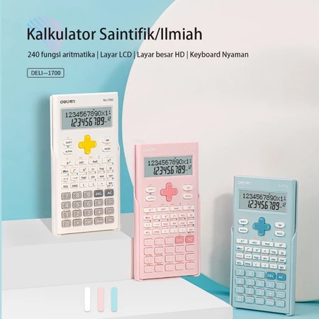 Kalkulator Ilmiah / Scientific Calculator DELI 1700 240 Function Kalkulasi Warna Pink Biru Putih