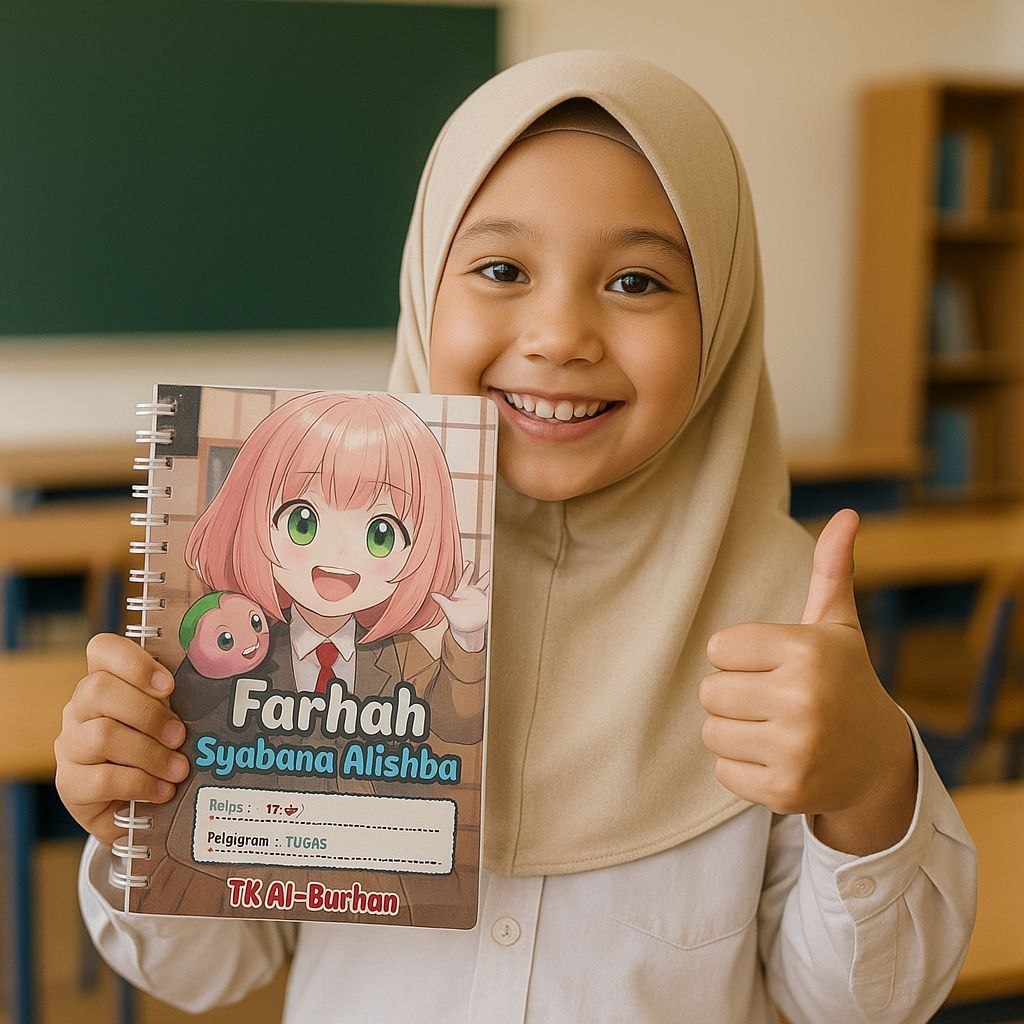 

[BONUS MAINAN] Custom Nama Buku Tulis Catatan Notebook Karakter Anya Ukuran A5 Jilid Spiral Termurah