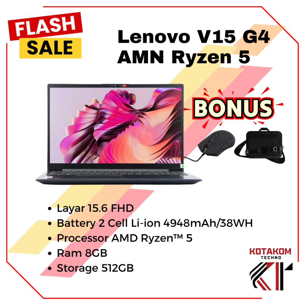 BEST SELLER  Lenovo V15 G4 AMN Ryzen 5 / RAM 8GB / SSD 512GB / 15,6" INCH
