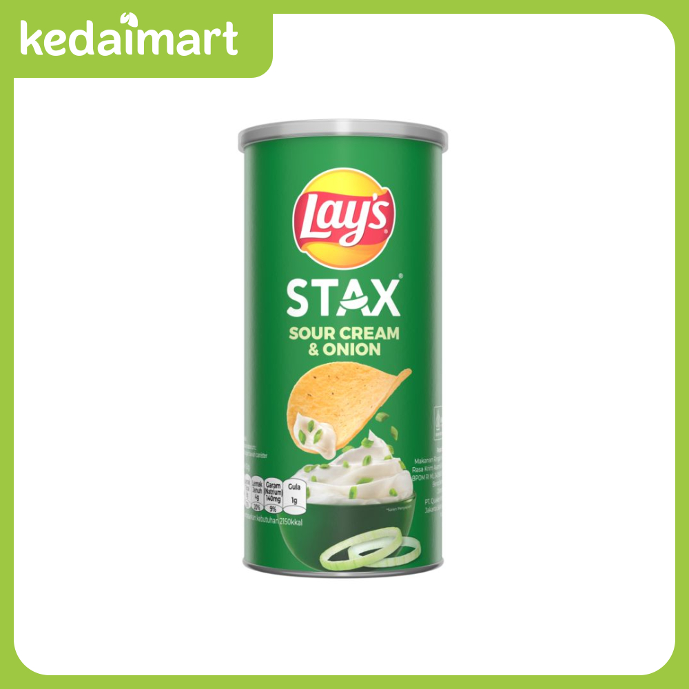 

Lays Stax Keripik Kentang Sour Cream & Onion 70 Gram