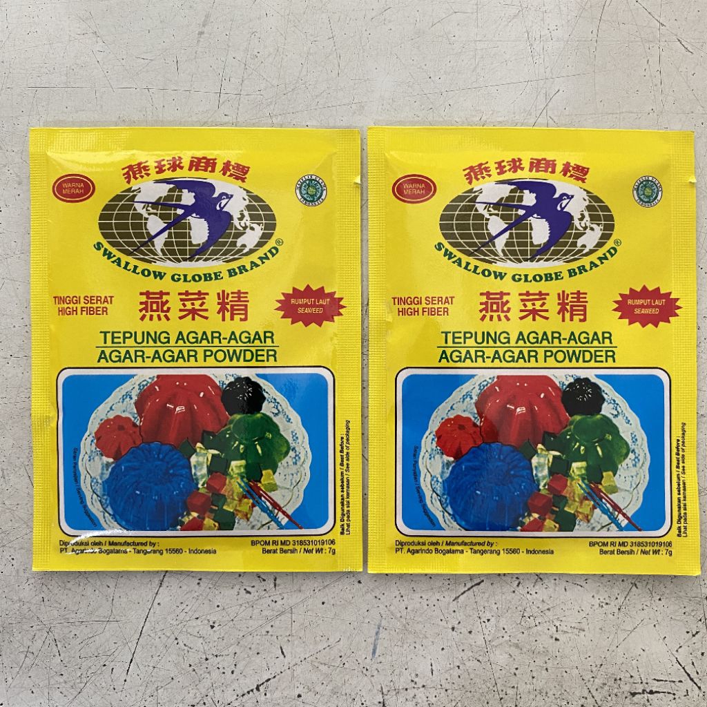 

Tepung agar agar warna MERAH swallow 7 gram | agar agar warna merah